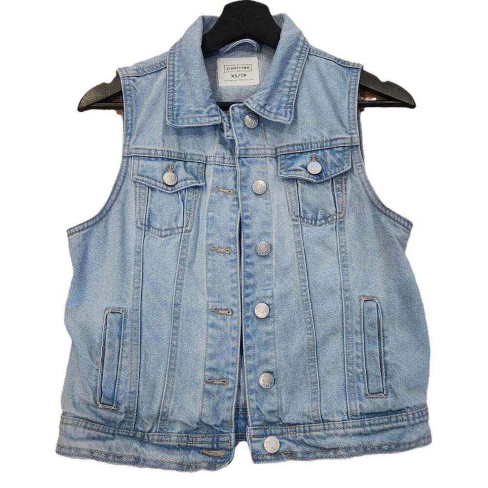 🟣 XS Eighty Two Denim Light Blue Denim Vest